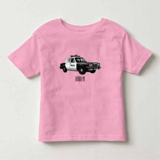 Illustratie cartoon politieauto kinder shirts (Voorkant)