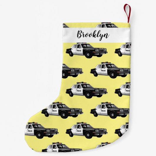 Illustratie cartoon politieauto kleine kerstsok (Achterkant)