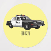 Illustratie cartoon politieauto labels (Design 1)