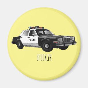 Illustratie cartoon politieauto magneet