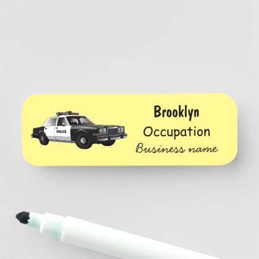 Illustratie cartoon politieauto naamplaatje (In situ)