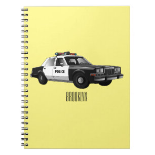 Illustratie cartoon politieauto notitieboek