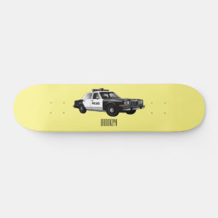 Illustratie cartoon politieauto persoonlijk skateboard
