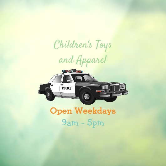 Illustratie cartoon politieauto raamsticker (Vel 3)