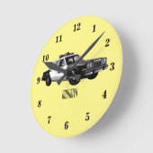 Illustratie cartoon politieauto ronde klok (Hoek)