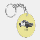 Illustratie cartoon politieauto sleutelhanger (Voorkant Links)