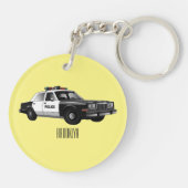Illustratie cartoon politieauto sleutelhanger (Achterkant)