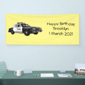 Illustratie cartoon politieauto spandoek (Beurs)