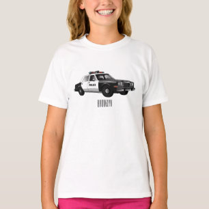 Illustratie cartoon politieauto t-shirt