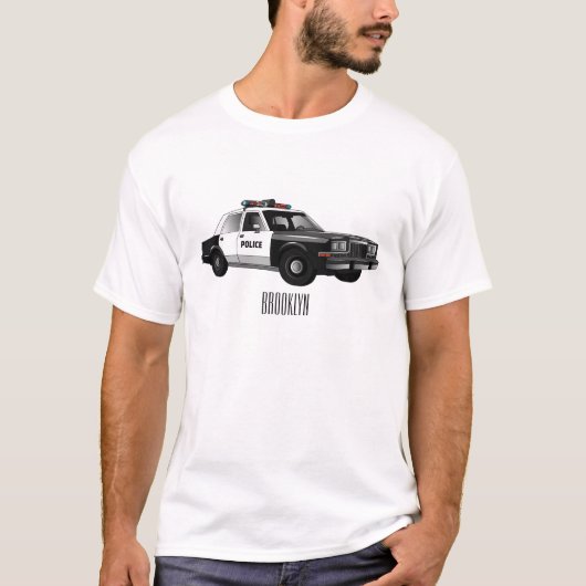 Illustratie cartoon politieauto t-shirt (Voorkant)