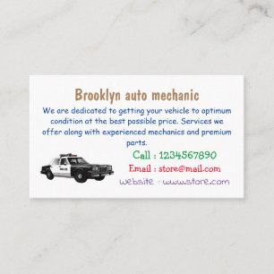 Illustratie cartoon politieauto visitekaartje