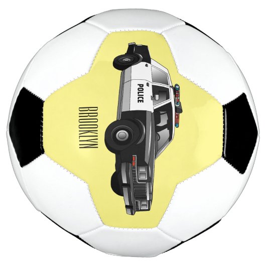 Illustratie cartoon politieauto voetbal (Gedraaid)