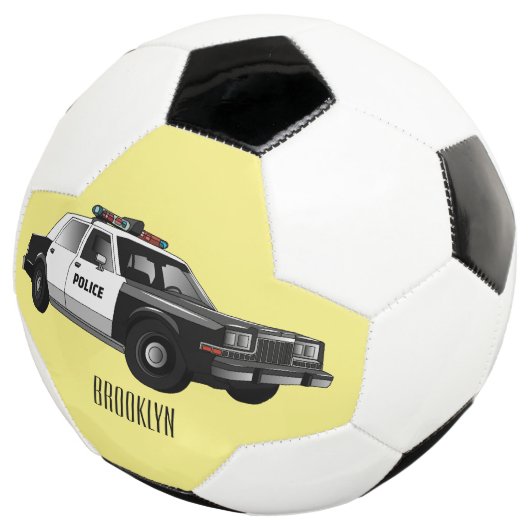 Illustratie cartoon politieauto voetbal (Drie kwart)