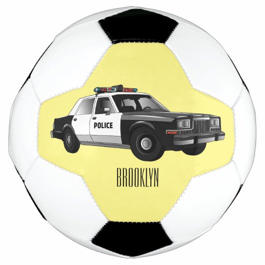 Illustratie cartoon politieauto voetbal (Voorkant)