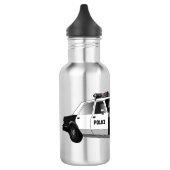 Illustratie cartoon politieauto waterfles  (Links)