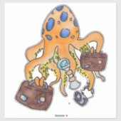 Illustratie Cartoon reisvakantie Funny Octopus Sticker (Vel)