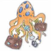 Illustratie Cartoon reisvakantie Funny Octopus Sticker (Voorkant)