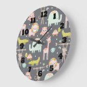 Illustratie Cartoon van Cute Wild Animals Neursery Grote Klok (Hoek)