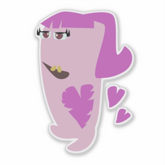 Illustratie Cartoon van Lovesick Girl Teen Monster Sticker (Voorkant)