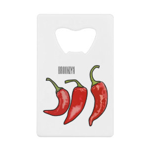 Illustratie Chili cartoon Creditkaart Flessenopener