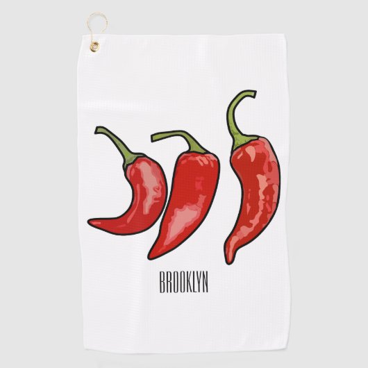 Illustratie Chili cartoon Golfhanddoek (Voorkant)