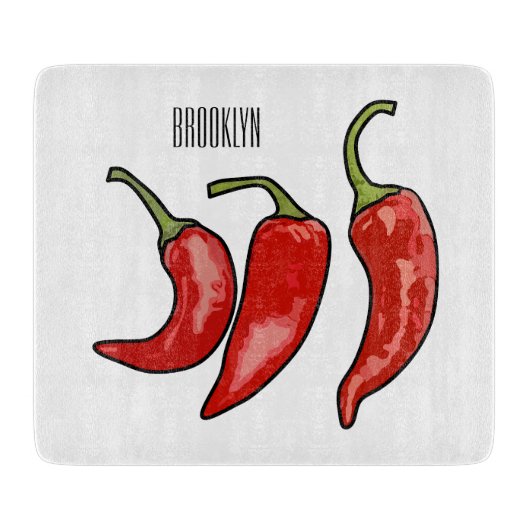 Illustratie Chili cartoon Snijplank (Voorkant)