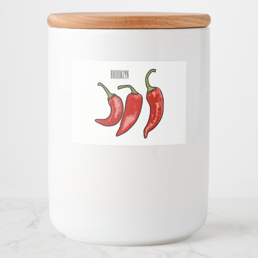 Illustratie Chili cartoon Voedselcontainer Etiket (Voorkant)