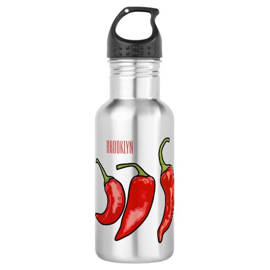 Illustratie Chili cartoon Waterfles (Voorkant)