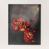 Illustratie Chinese Lion Dancers Firecracker Legpuzzel (Verticaal)