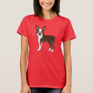 Illustratie Chocolate Boston Terrier Cartoon Dog T-shirt