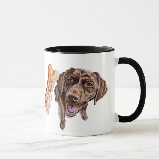 Illustratie Chocolate Lab-Waterverf | GOOD DOG Mok (Rechts)
