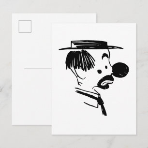 Illustratie clown uit vroeger tijden briefkaart