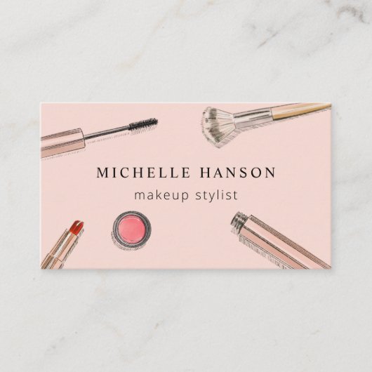 Illustratie Cosmetics Makeup Stylist Blush Visitekaartje (Voorkant)