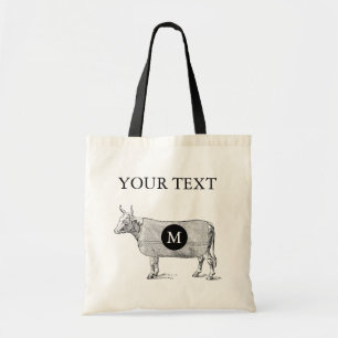 ILLUSTRATIE Cow Monogram Aangepaste Canvas tas