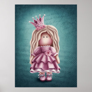 Illustratie Cute Girl Doll Poster