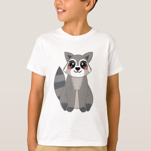 Illustratie Cute Kawaii Raccoon T-shirt (Voorkant)