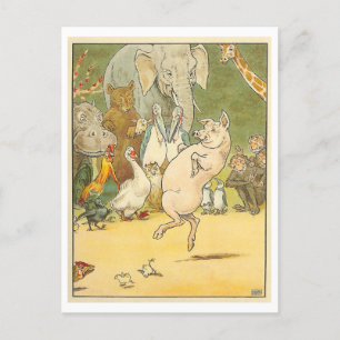 illustratie Dancing Pig / Animals Briefkaart