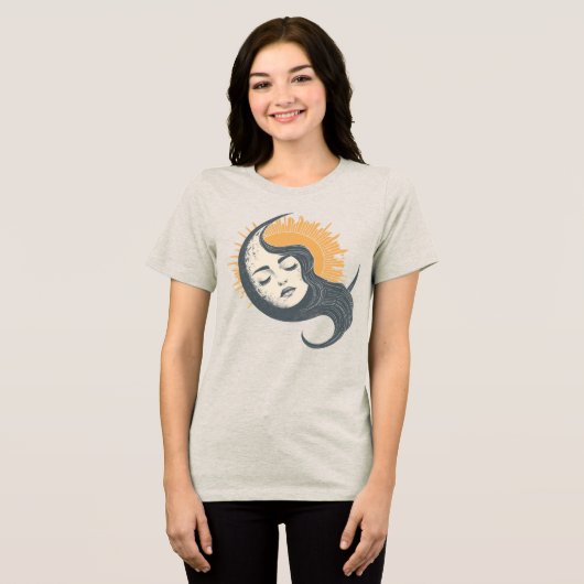  illustratie Dawn Lady Sun Tri-Blend Shirt (Voorkant volledig)