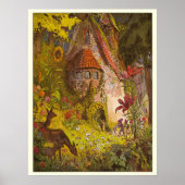  illustratie diep bos mystiek kasteel poster (Voorkant)