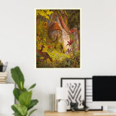  illustratie diep bos mystiek kasteel poster (Thuiskantoor)