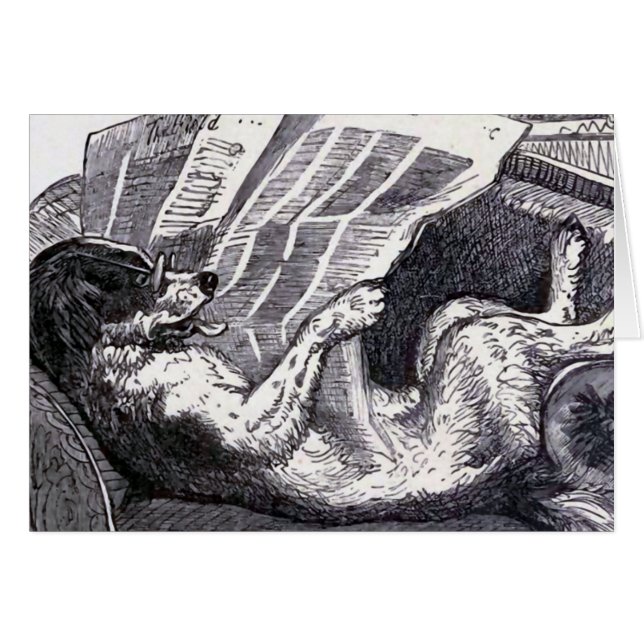  illustratie "Dog Reading Newspaper" (Voorkant Horizontaal)