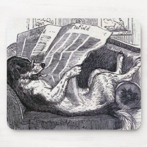 illustratie "Dog Reading Newspaper" Muismat
