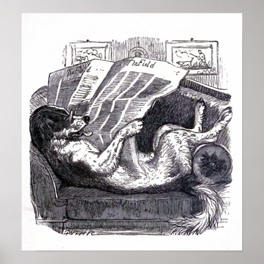  illustratie "Dog Reading Newspaper" Poster (Voorkant)