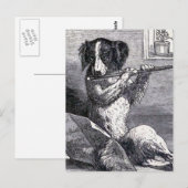 illustratie "Dog Speel the Flute" Briefkaart (Voorkant / Achterkant)