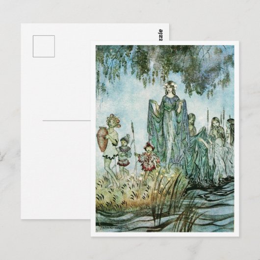  illustratie door Arthur Rackham Water Nymph Briefkaart (Voorkant / Achterkant)