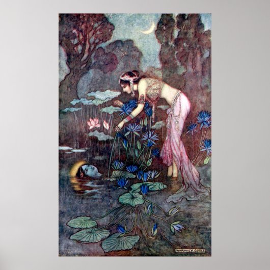  illustratie door Warwick Goble de Lotus Poster (Voorkant)
