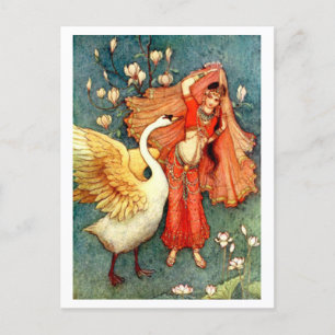  illustratie door Warwick Goble Swan Maiden Briefkaart
