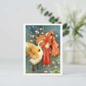  illustratie door Warwick Goble Swan Maiden Briefkaart (Staand voorkant)