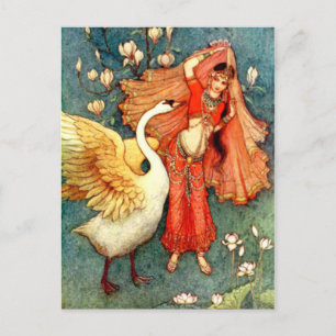 illustratie door Warwick Goble Swan Maiden Briefkaart