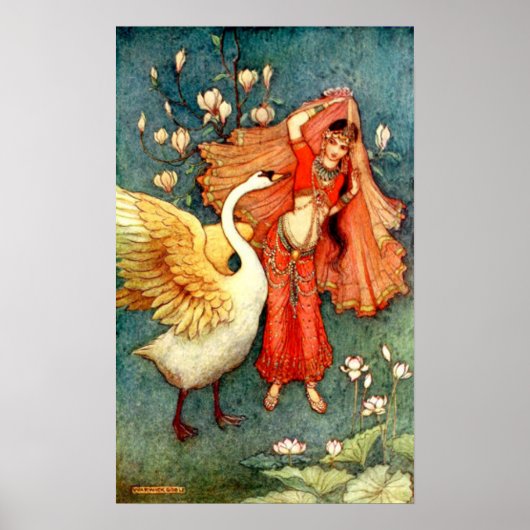 illustratie door Warwick Goble Swan Maiden Poster (Voorkant)